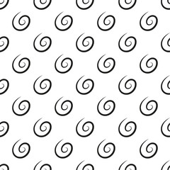Vector seamless pattern with black spiral and swirl motion elements. Texture for fashion.