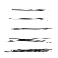 Vector set of hand drawn underline. Black scribble brush strokes collection. Felt tip brush smears stripe.