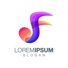 letter F gradient color logo design