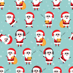 cute funny Santa Claus seamless pattern