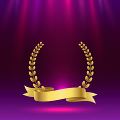Golden award sign with purple background. Vector illustration
