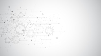 Cogs and gear wheel mechanisms. Hi-tech digital technology and engineering. Abstract technical background.