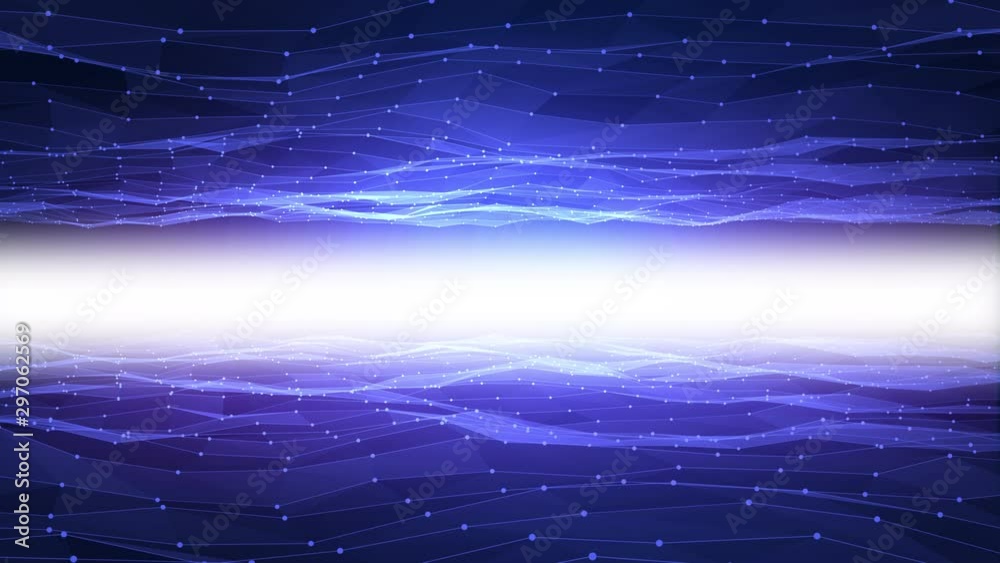 Wall mural wave surface gateway of space tunnel portal for future with grid wireframe wall dot line and circle 