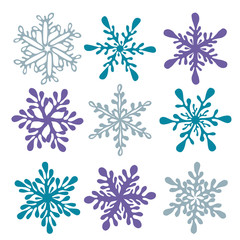 Naklejka na ściany i meble Vector set of winter snowflakes