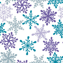 Vector Seamless Pattern with winter snowflakes