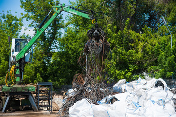 Industrial line for recycling of old household appliances, electronics and cables