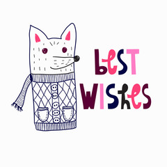 Vector Greeting Card with fox