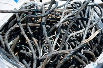 Industrial line for recycling of old household appliances, electronics and cables