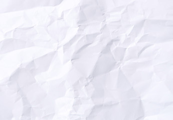 White crumpled paper texture background.