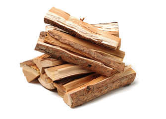 Pile of firewood isolated on a white background