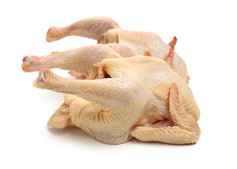Raw fresh chicken isolated on white background 