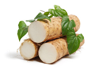 Chinese yam on white background 