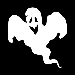 Spooky Halloween Ghost in Black Background. Vector Illustration. - 297066988