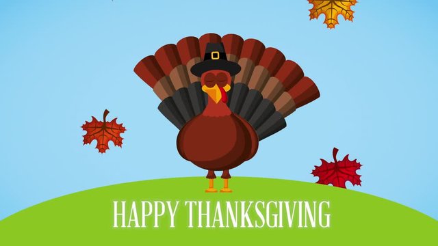 happy thanksgiving celebration with turkey