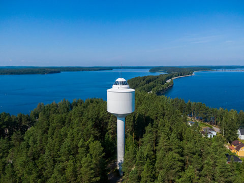 Water tower and viewing platform in the Punkaharju Nature Reserve in Finland