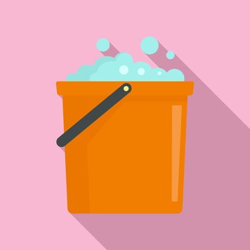 Foam bucket icon. Flat illustration of foam bucket vector icon for web design