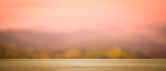 wooden board texture and defocused blur background