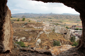 Landscape city view from the cave in popular travel destination - Cappadocia, Turkey