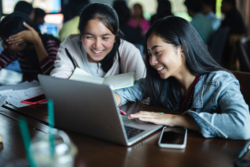 Back to school education knowledge college university concept,Students Education Social Media Laptop Tablet.