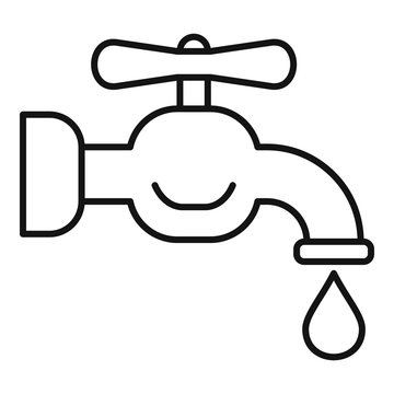Broken water tap icon. Outline broken water tap vector icon for web design isolated on white background