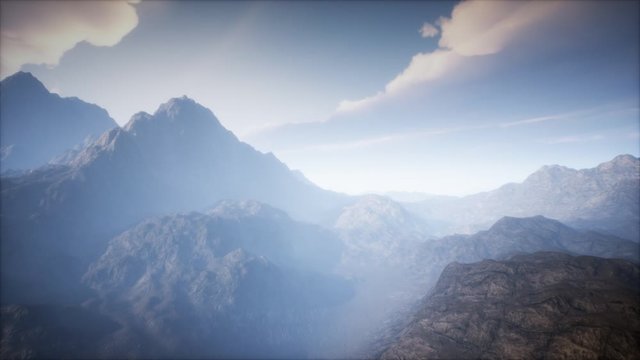 Volcano Crater Landscape with Fog