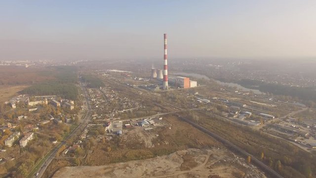 Ukraine, Kharkov region, October 20, 2019, Industrial areas of the Kharkov region, industrial areas from a height, photo from a drone.