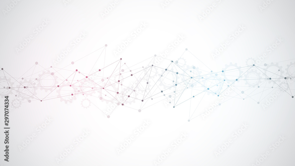 Wall mural abstract plexus background with connecting dots and lines. global network connection, digital techno