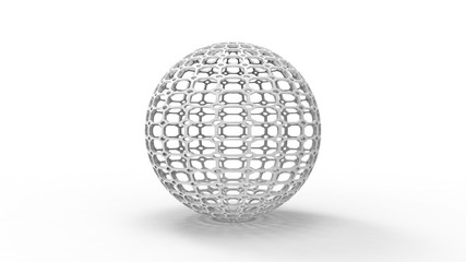 3d rendering of a complex shaped sphere isolated in white background
