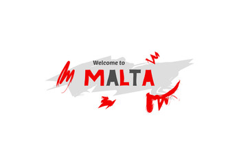 Welcome to Malta. Name country template design for greeting card, banner, poster.
