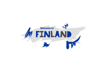 Welcome to Finland. Name country template design for greeting card, banner, poster.