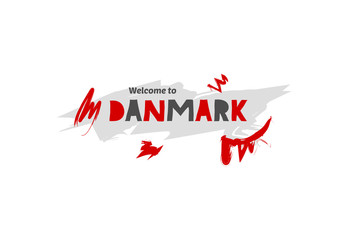 Welcome to Danmark. Name country template design for greeting card, banner, poster.