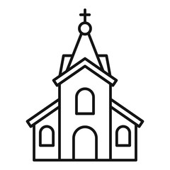 Brick church icon. Outline brick church vector icon for web design isolated on white background