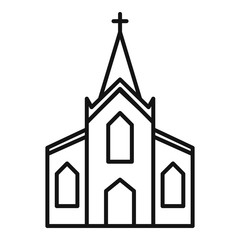 Wood church icon. Outline wood church vector icon for web design isolated on white background