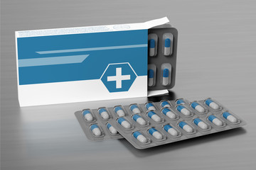 Pharmaceutical Packaging Mockup - 3d rendering