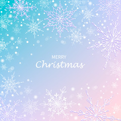 Christmas vector background with hand drawn snowflakes. Festive winter background template. Eps 10 vector illustration.