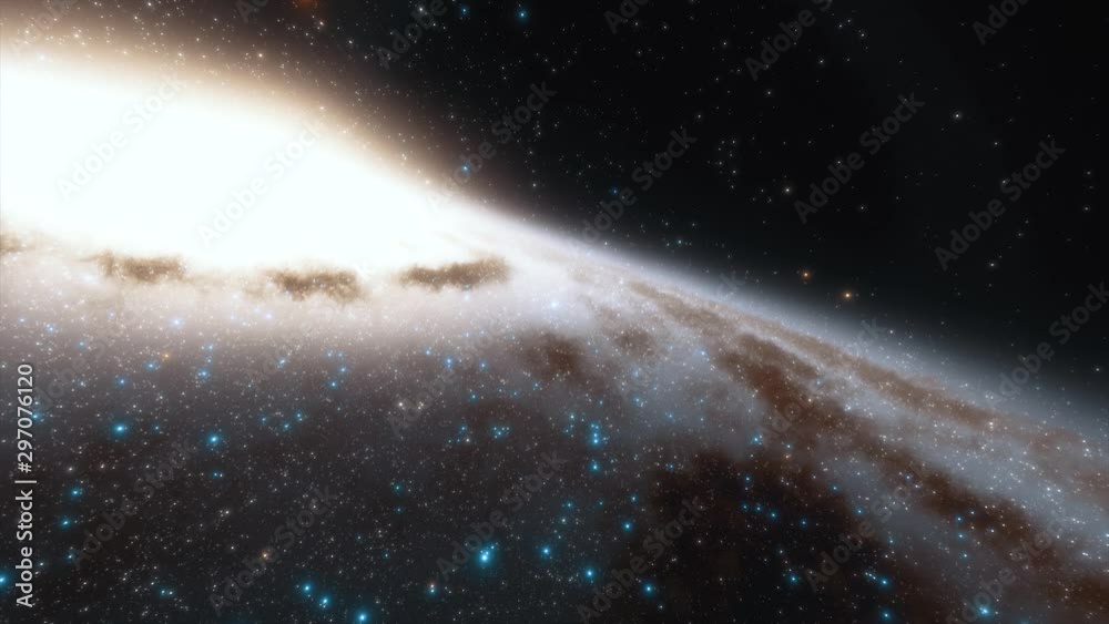 Wall mural 4k animation. spaceship flies at the speed of light through a galaxy in space. billions of stars in 