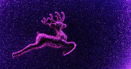 Symbol christmas deer on sparkling background.
