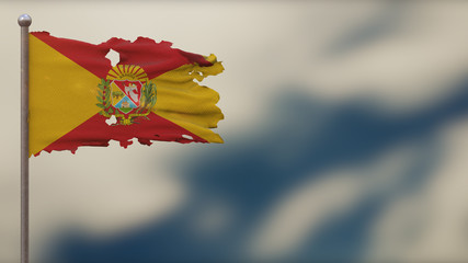 Aragua 3D tattered waving flag illustration on Flagpole.