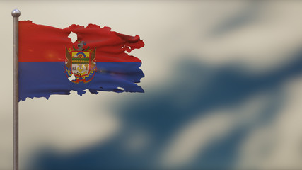 Chimborazo 3D tattered waving flag illustration on Flagpole.