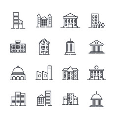 Building set icon symbol template color editable. Government buildings pack logo vector illustration for graphic and web design collection