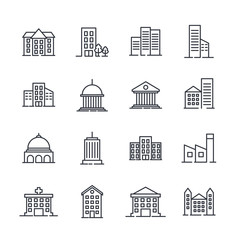 Fototapeta premium Building set icon symbol template color editable. Government buildings pack logo vector illustration for graphic and web design collection