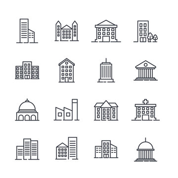 Building set icon symbol template color editable. Government buildings pack logo vector illustration for graphic and web design collection