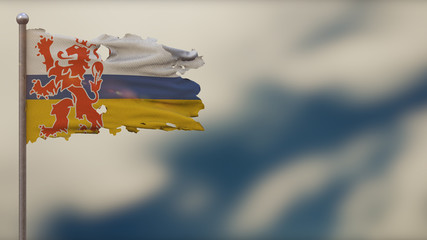 Limburg 3D tattered waving flag illustration on Flagpole.