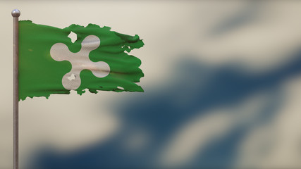 Lombardy 3D tattered waving flag illustration on Flagpole.
