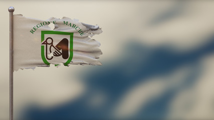 Marche 3D tattered waving flag illustration on Flagpole.