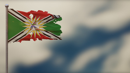 Santo Domingo de los Tsachilas 3D tattered waving flag illustration on Flagpole.