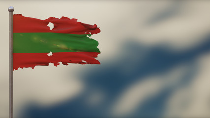 Tungurahua 3D tattered waving flag illustration on Flagpole.
