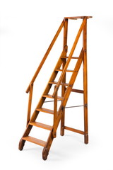 library wooden stepladder isolated on white