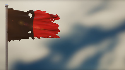 Valle D Aosta 3D tattered waving flag illustration on Flagpole.