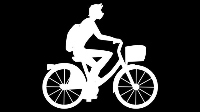自転車をこぐシルエットアニメ